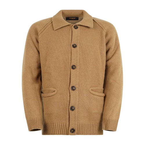 Officina36 - Cardigan marrone in lana con tasche frontali per uomo | cuar50