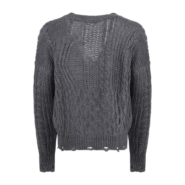 Daniele Alessandrini - Cardigan grigio con lavorazione e fondo sfilacciato per