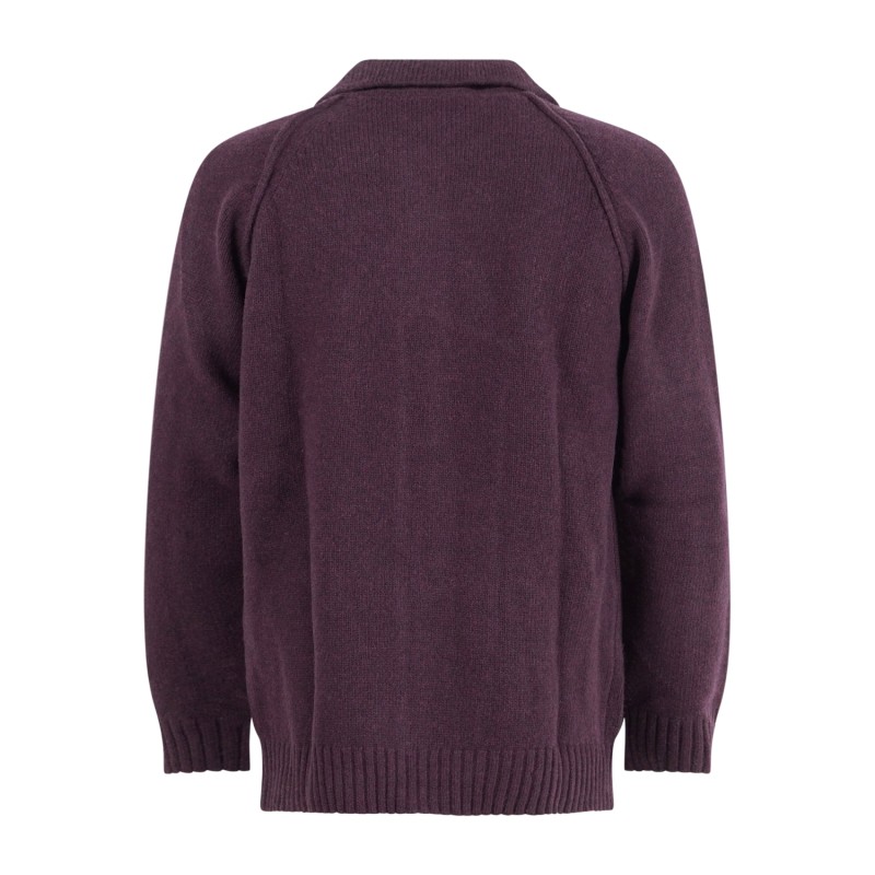 Officina36 - Cardigan bordeaux in lana con tasche frontali per uomo | cuar50