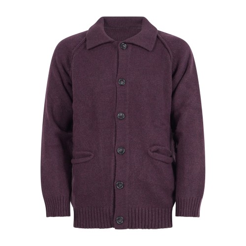 Officina36 - Cardigan bordeaux in lana con tasche frontali per uomo | cuar50