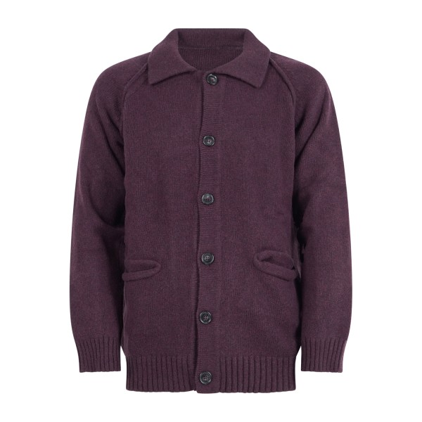 Officina36 - Cardigan bordeaux in lana con tasche frontali per uomo | cuar50