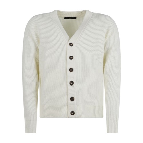 Hamaki-Ho - Cardigan bianco con lavorazione a maglia per uomo | mi3182h ow white