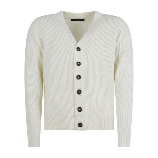Hamaki-Ho - Cardigan bianco con lavorazione a maglia per uomo | mi3182h ow white