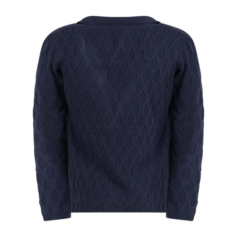 Daniele Alessandrini - Cadigan maglia blu con lavorazione a intarsio e bottone