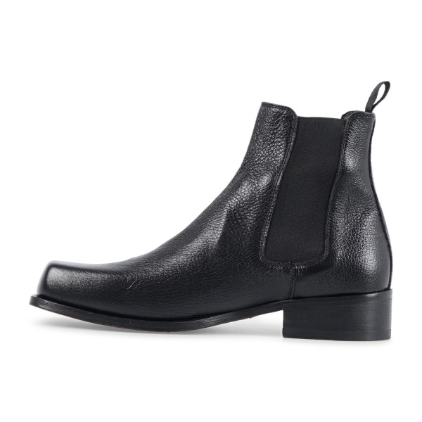 Morgillo - Stivaletto nero in pelle martellata con punta quadrata per uomo |