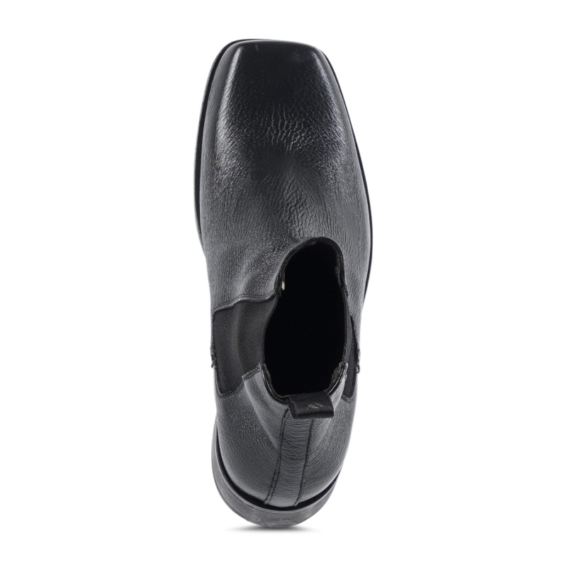 Morgillo - Stivaletto nero in pelle martellata con punta quadrata per uomo |