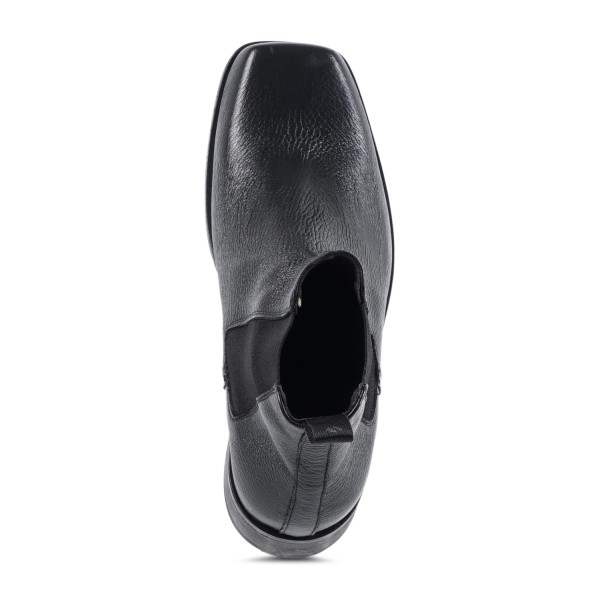 Morgillo - Stivaletto nero in pelle martellata con punta quadrata per uomo |