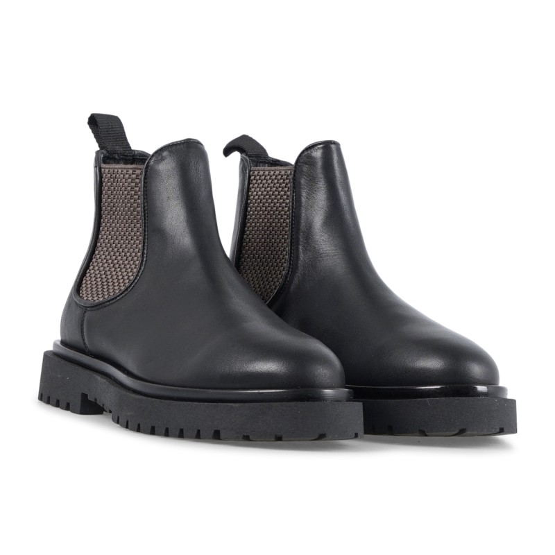 Enry Hobb's - Stivaletto nero in pelle con elastico con para extralight per