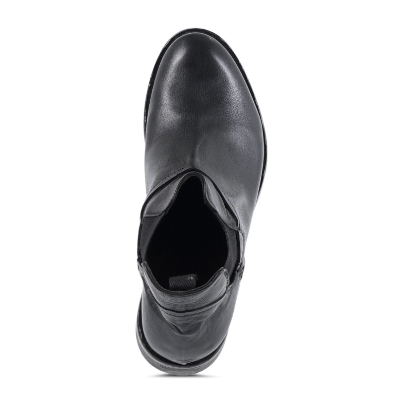 Morgillo - Stivaletto basso nero in pelle con elastico per uomo | 735/8