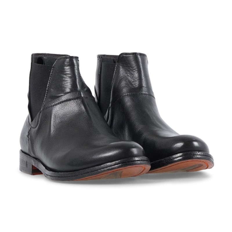 Morgillo - Stivaletto basso nero in pelle con elastico per uomo | 735/8