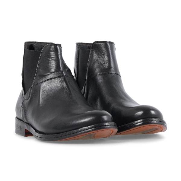 Morgillo - Stivaletto basso nero in pelle con elastico per uomo | 735/8