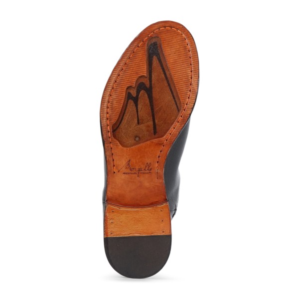 Morgillo - Stivaletto basso nero in pelle con elastico per uomo | 735/8