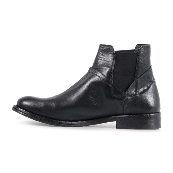 Morgillo - Stivaletto basso nero in pelle con elastico per uomo | 735/8