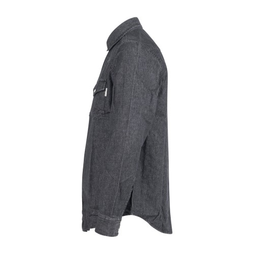 Roy Roger's - Camicia in jeans nera Martin man manica lunga con tasche sul 2