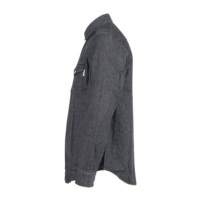 Roy Roger's - Camicia in jeans nera Martin man manica lunga con tasche sul