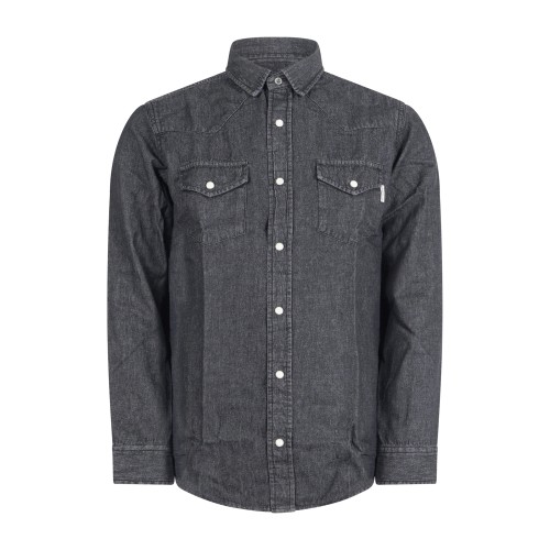 Roy Roger's - Camicia in jeans nera Martin man manica lunga con tasche sul