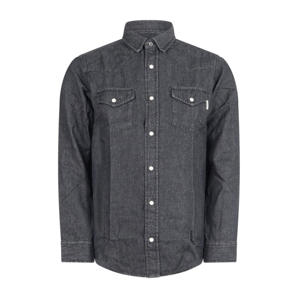 Roy Roger's - Camicia in jeans nera Martin man manica lunga con tasche sul