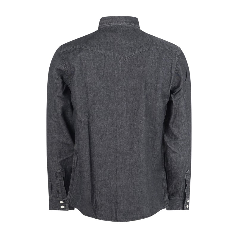 Roy Roger's - Camicia in jeans nera Martin man manica lunga con tasche sul