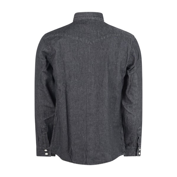 Roy Roger's - Camicia in jeans nera Martin man manica lunga con tasche sul