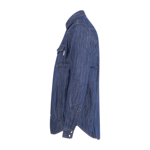 Roy Roger's - Camicia in jeans denim scuro Martin man manica lunga con tasche 2