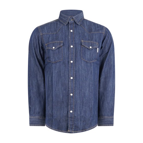 Roy Roger's - Camicia in jeans denim scuro Martin man manica lunga con tasche