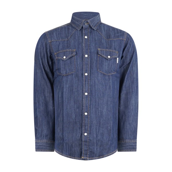 Roy Roger's - Camicia in jeans denim scuro Martin man manica lunga con tasche