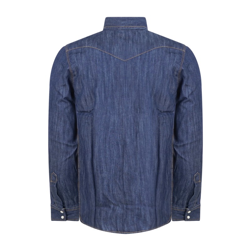 Roy Roger's - Camicia in jeans denim scuro Martin man manica lunga con tasche