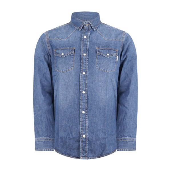 Roy Roger's - Camicia in jeans denim medio Martin man manica lunga con tasche