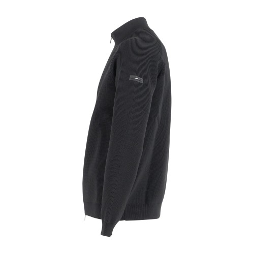 Unity - Maglione nero fullzip a doppio cursore a coste in tessuto tecnico per 2