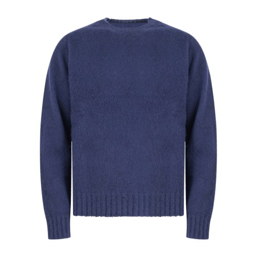 Roy Roger's - Maglione girocollo blu in pura lana Shetland per uomo |