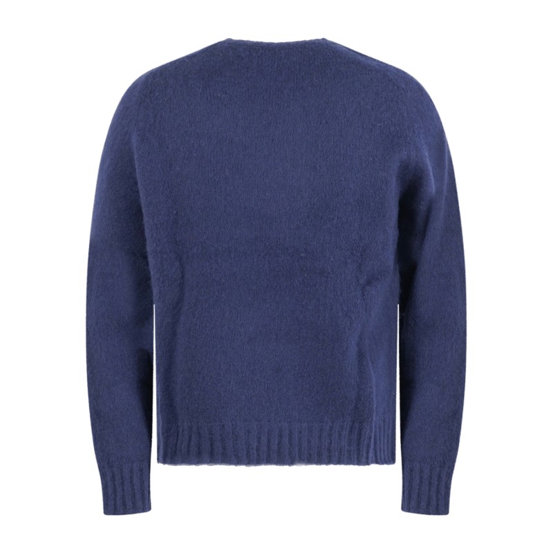 Roy Roger's - Maglione girocollo blu in pura lana Shetland per uomo |