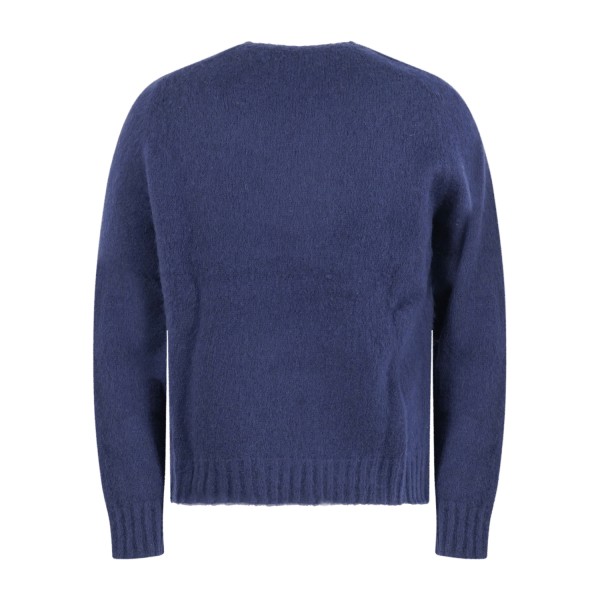 Roy Roger's - Maglione girocollo blu in pura lana Shetland per uomo |