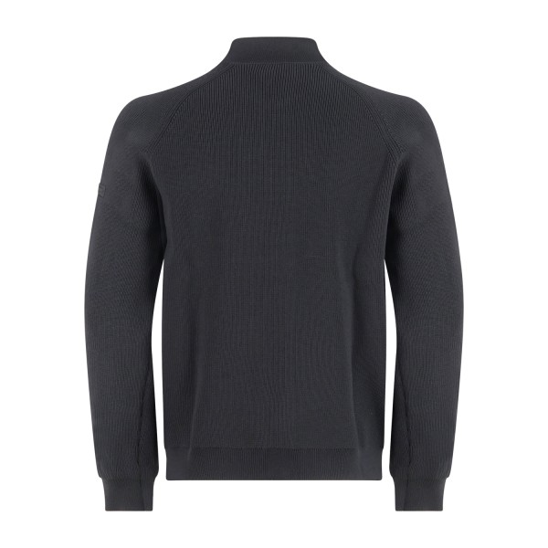 Unity - Maglione blu fullzip a doppio cursore a coste in tessuto tecnico per