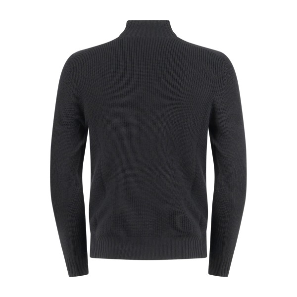 Gran Sasso - Lupetto nero in lana vergine idrorepellente con lavorazione coste