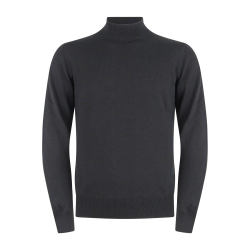 Gran Sasso - Lupetto nero in lana extrafine merinos per uomo | lupo m/l 55155