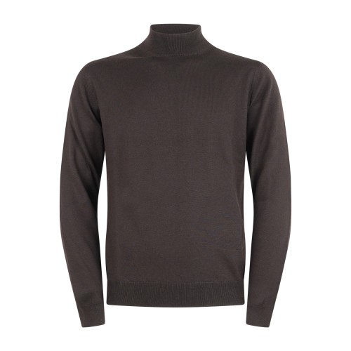 Gran Sasso - Lupetto marrone in lana extrafine merinos per uomo | lupo m/l