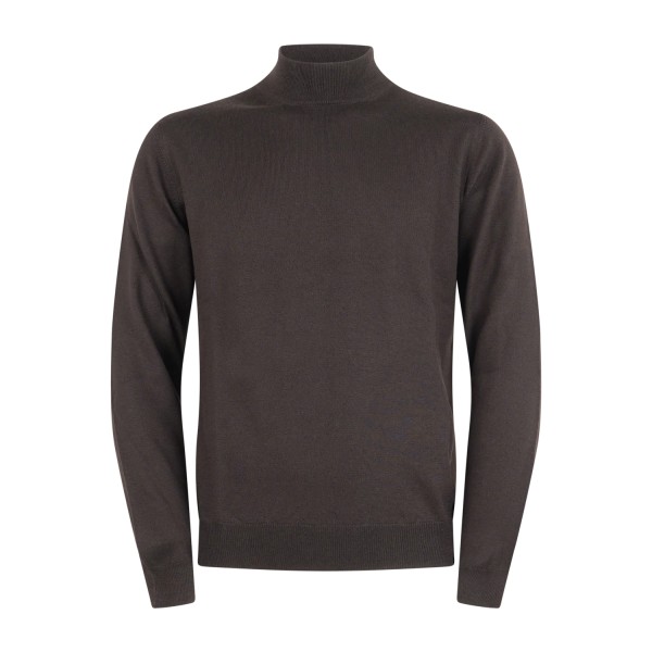 Gran Sasso - Lupetto marrone in lana extrafine merinos per uomo | lupo m/l