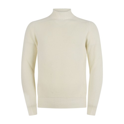 Gran Sasso - Lupetto bianco in lana vergine idrorepellente con lavorazione