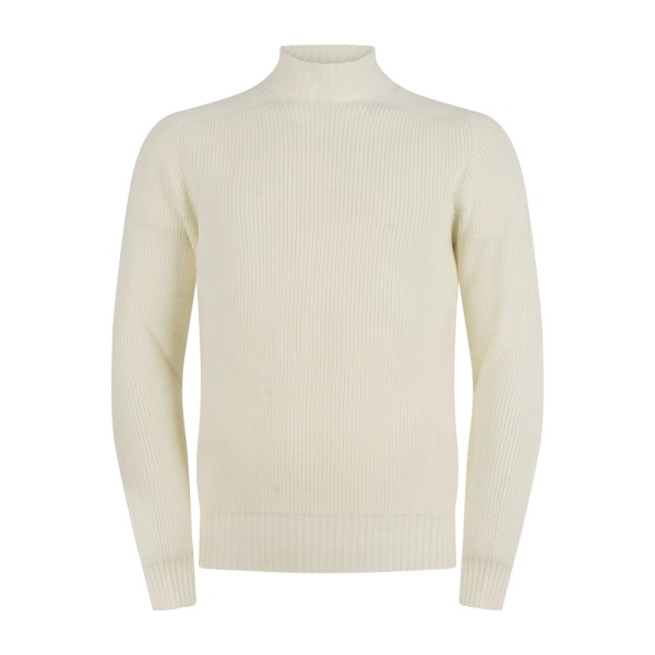 Gran Sasso - Lupetto bianco in lana vergine idrorepellente con lavorazione