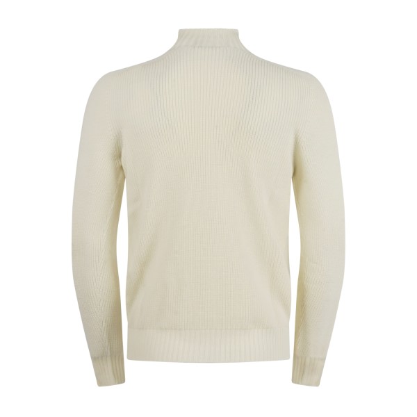 Gran Sasso - Lupetto bianco in lana vergine idrorepellente con lavorazione