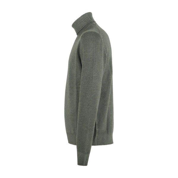 Gran Sasso - Dolcevita verde in lana vergine tinto freddo per uomo | ciclista