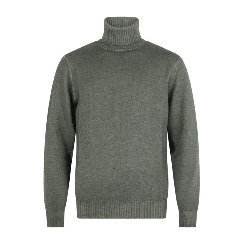 Gran Sasso - Dolcevita verde in lana vergine tinto freddo per uomo | ciclista