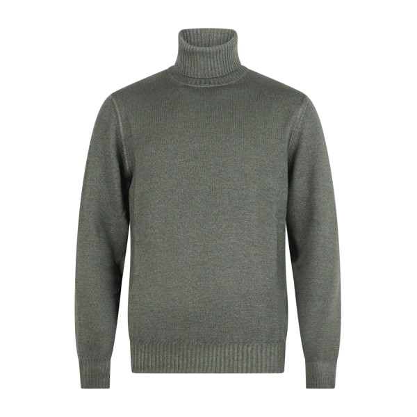 Gran Sasso - Dolcevita verde in lana vergine tinto freddo per uomo | ciclista