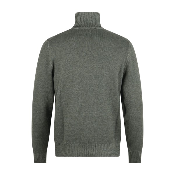 Gran Sasso - Dolcevita verde in lana vergine tinto freddo per uomo | ciclista