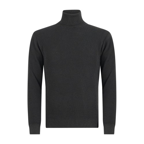 Luca Bertelli - Dolcevita nero con lavorazione a nido d'ape per uomo | m51524