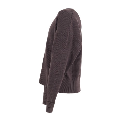 Marsem - Cardigan marrone crop con lavorazione maglia inglese vestibilità over 2