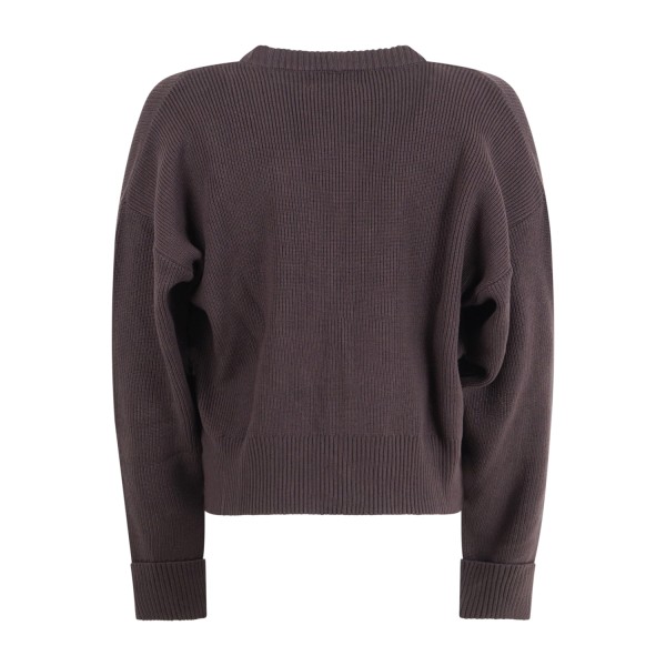 Marsem - Cardigan marrone crop con lavorazione maglia inglese vestibilità over