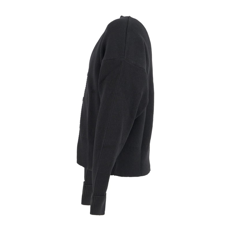 Marsem - Cardigan nero crop con lavorazione maglia inglese vestibilità over per