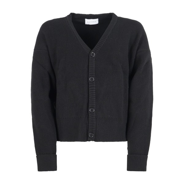 Marsem - Cardigan nero crop con lavorazione maglia inglese vestibilità over per