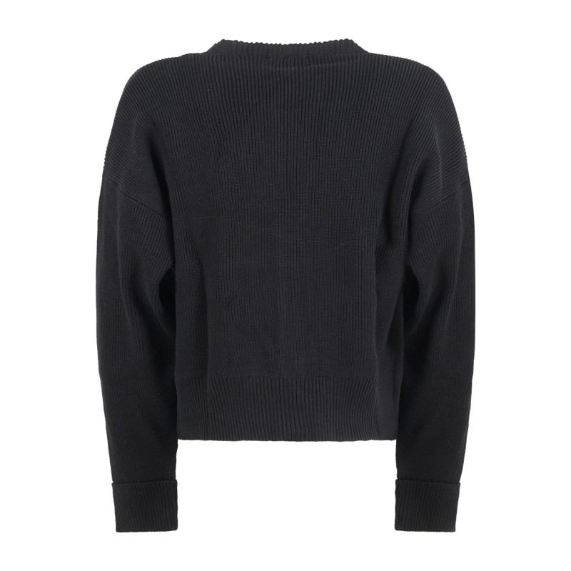 Marsem - Cardigan nero crop con lavorazione maglia inglese vestibilità over per